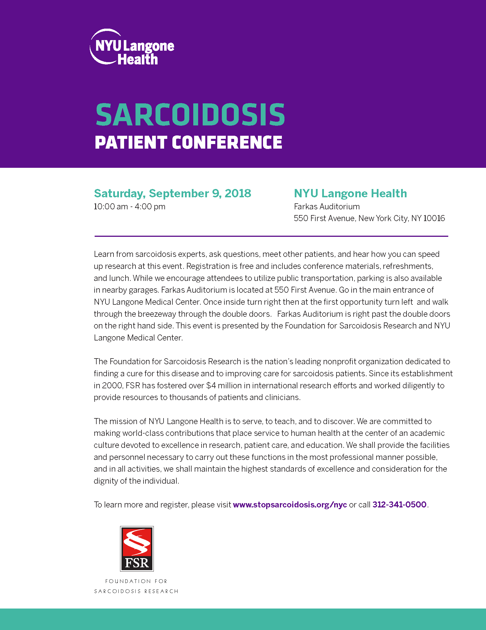 Final Flyer NYC Patient Conference pic | Foundation for Sarcoidosis ...