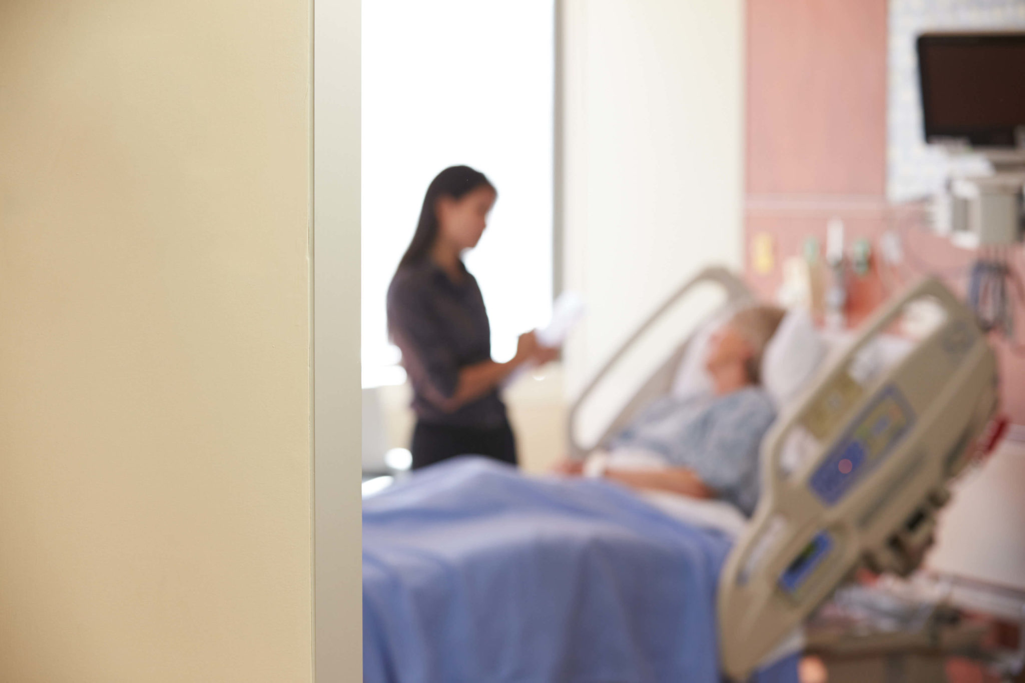 blurred hospital room