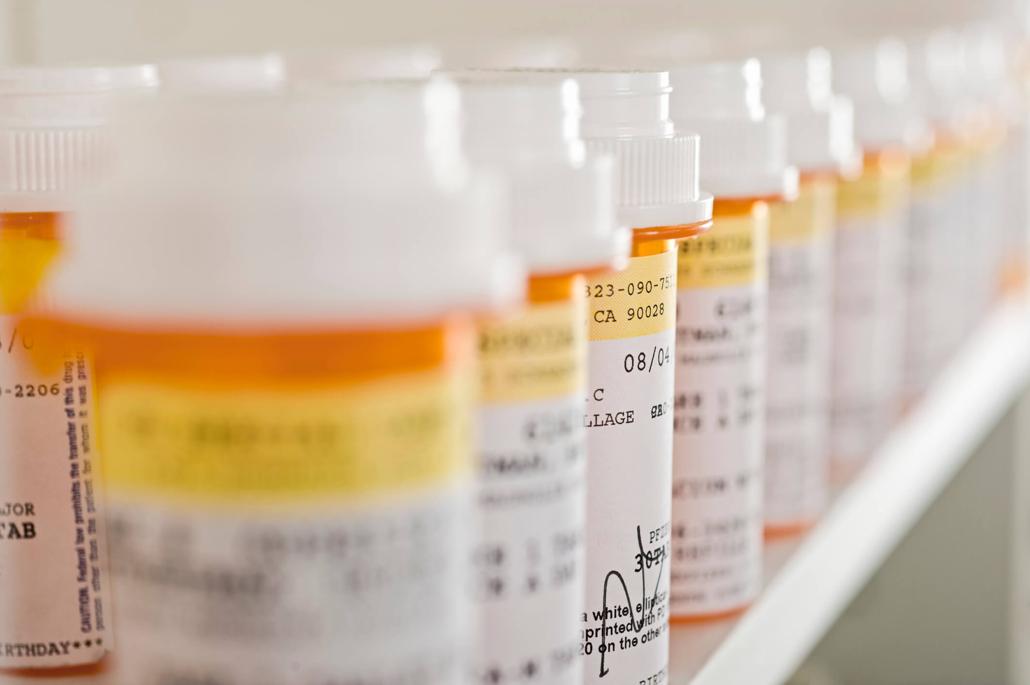 close up view of medication bottles